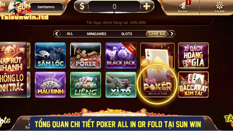 Chi tiết về trò chơi Poker AOF tại Sunwin