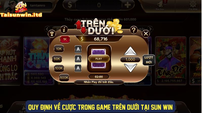 Các quy định cược trong game trên dưới