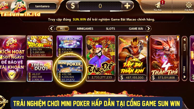 Khám phá Mini Poker hấp dẫn tại cổng game