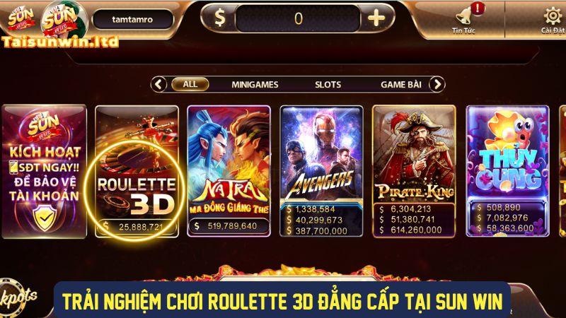 Trải nghiệm chơi Roulette 3D đẳng cấp